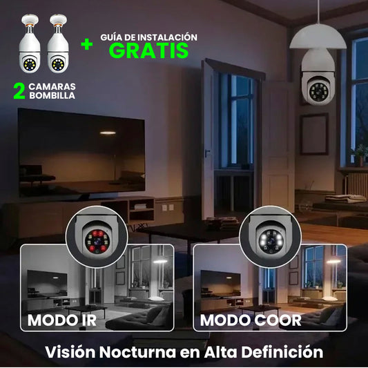 Combo 2 Cámara Bombillo de Seguridad + Libro de Instrucciones